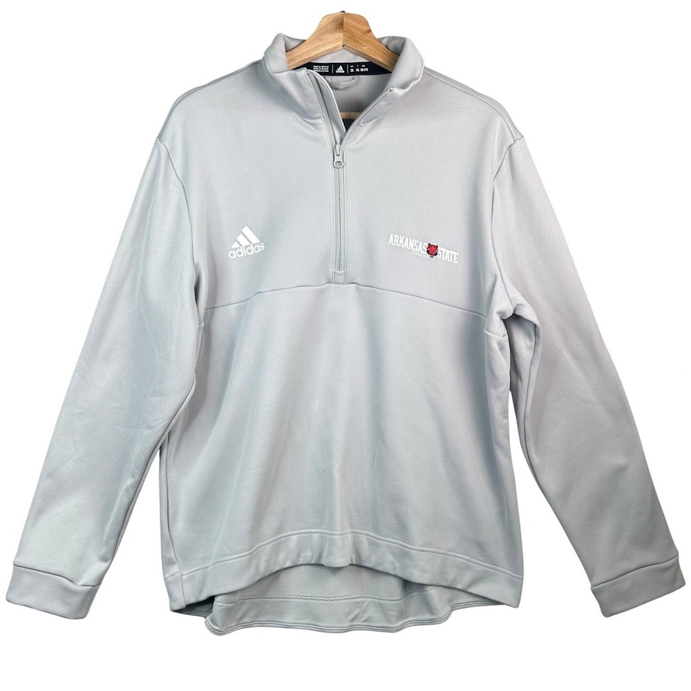 adidas AEROREADY Arkansas State Red Wolves 1/4 Zip Pullover Womens 2XL LightGray